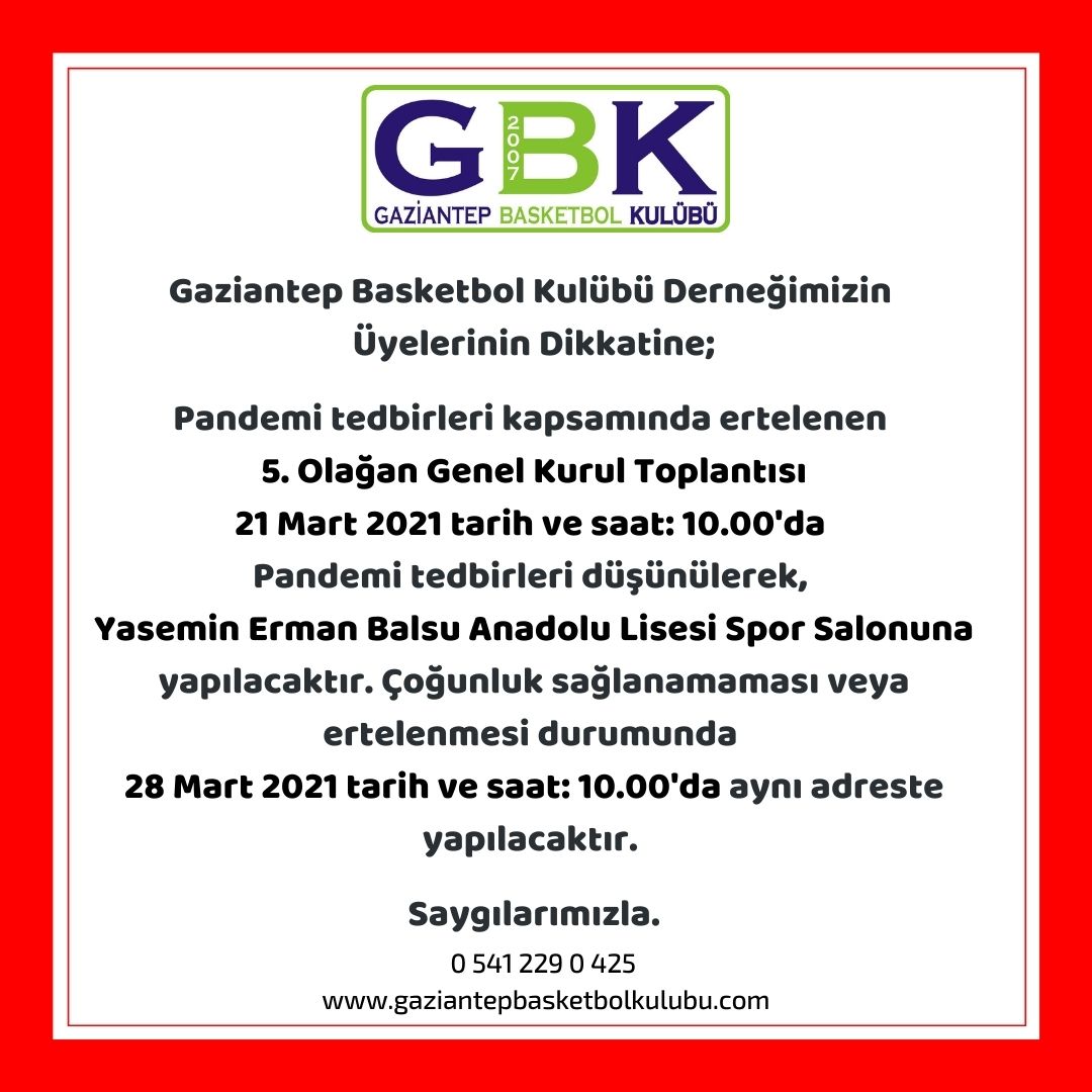 5.Olağan Genel Kurulu Toplantısı Duyurusu