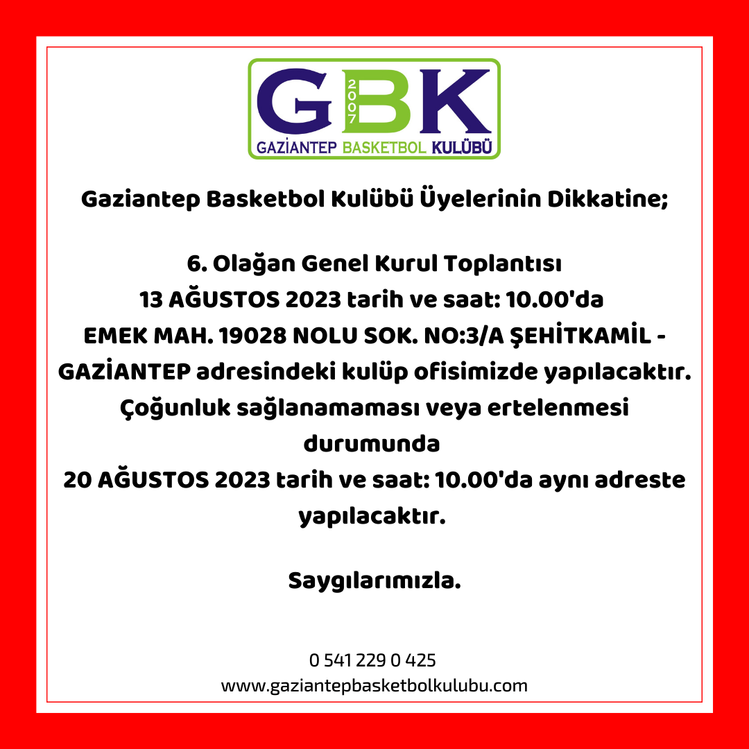 6.Olağan Genel Kurul Duyurusu Hk.